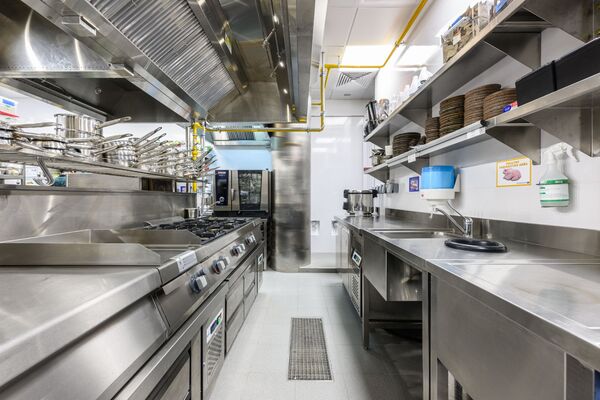 Myata Platinum back-of-house kitchen with combi oven, installed by Cleresdyne